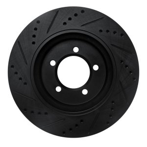 Ford Explorer Brake Rotor (1) - Front Right - R1 Concepts - Drilled & Slotted - Black - `02-`05